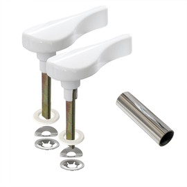 Metal Sliding Door Latch Lever,2 Sets, 1-3/8 in. Tail, White Finish for Patio Door Replacement Hardware (2)