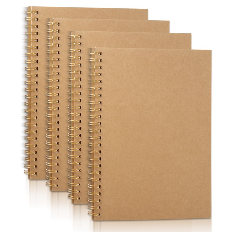 JIANTA Blank Spiral Notebook A5, 4 Pack Spiral Binding Notepad