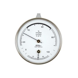Fischer-barometer 123T Synthetic (Diameter 3.3 x 0.8 inches (8.5 x 2 cm)), High Grommet with Thermometer, Hygrometer, Thermometer, Hygrometer, Temperature and Hygrometer, Room Temperature, Wall Mounted
