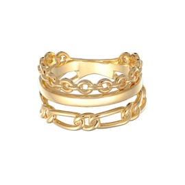 Elli Women's Stacking Link Ring Set Gold, 56, Brass, No Gemstone