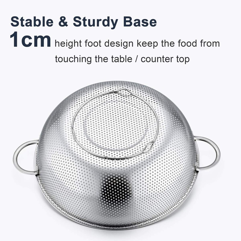 HaWare Colander Stainless Steel, 5-Quart Large Colanders with Handle &