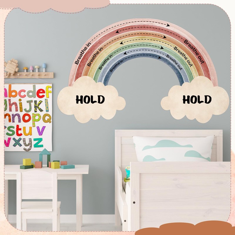 Janlaugh Large Calming Corner classroom Poster Rainbow Breathing Poster Breath