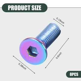 DYEKNEE 8 PCS Car Steering Wheel Screw Kit, M5 x 0.8 Stainless Steel Durable Rust-Proof Bolts, Racing Modified Steering Wheel Fixing Screws, Universal for Cars Interior Fasteners (Blue #Flat Head)