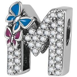 DOLARISE Letter Charms for Bracelets, 925 Sterling Silver Bead Charm Brithday Pendant Jewerly Gift for Women Girls Mother Family Friend, Silver