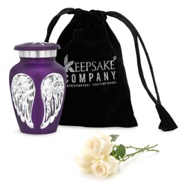 Keepsake Company Purple Small Urns for Human Ashes - Angel Wings Mini Urns for Human Ashes - Cremation Keepsakes urns for Ashes - Ash Holders for Human Ashes – Urn -ERN - Tiny Urns for Men - Single