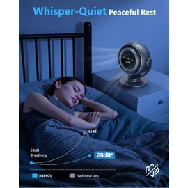 AGEYOU Desk Fan for Bedroom, 90°Oscillating Fan with 6000mAh Rechargeable, 10 Speeds 4H Timer 270°Tilt Adjustment, 28dB Ultra-Quiet Portable Personal Table Fans, Gifts for Women Men Home Office Summer