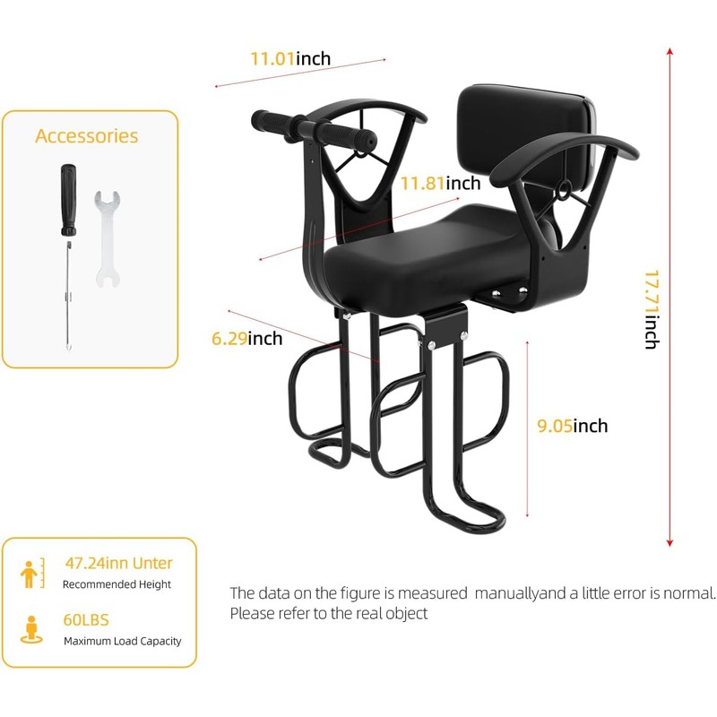 Rear Child Bike Seat for Family Rides – Adjustable Backrest,