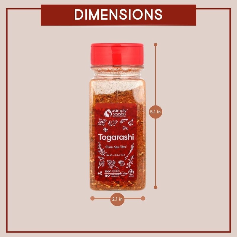 USimplySeason Togarashi Spice (4.8 oz) - Japanese-Inspired Flavor for Culinary