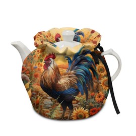 HELLHERO Chicken Rooster Tea Cozy Insulated Tea Cosy Washable Teapot Cozies Breakfast Pot Dust Covers Kettle Quilt for Home Kitchen Office Holiday Party