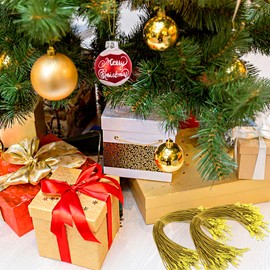 Ornament Hooks for Christmas Trees, 200 PCS Gold Ornament String, Christmas Tree Ornament Hooks Ornament Ribbon Hangers Christmas Ornament String Toddler Proof Ornament Hooks Gold Ornament Hooks Small