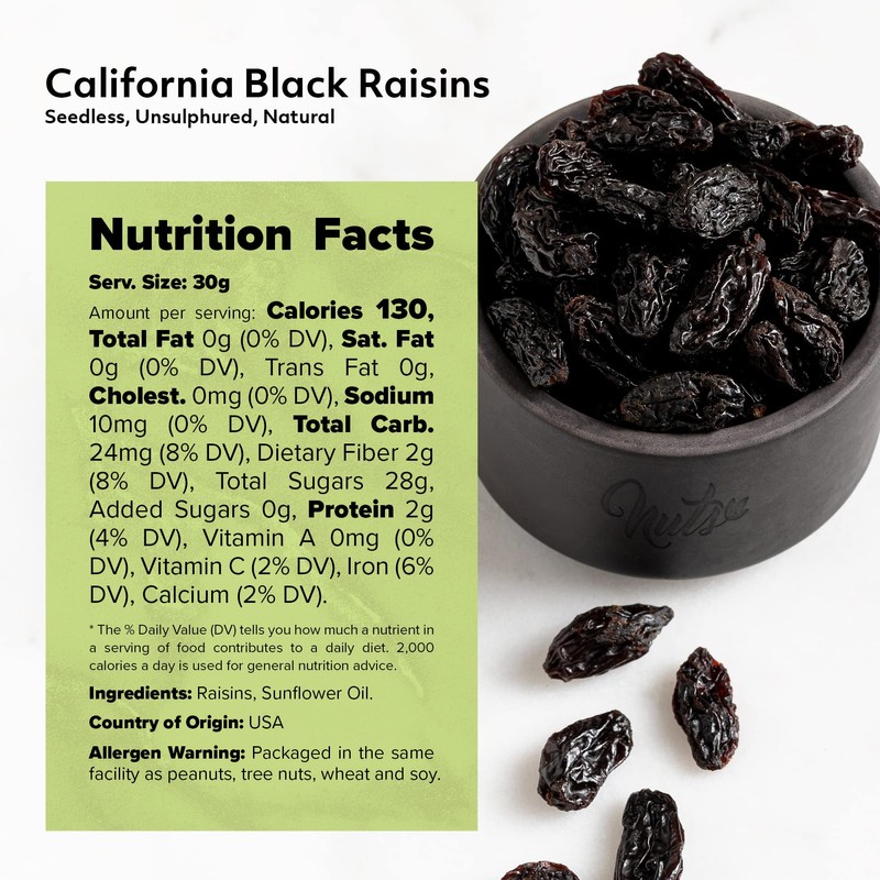 NUTS U.S. - California Black Raisins (Unsulphured) | Seedless |