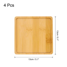 sourcing map 4PCS Mosaic Bamboo Coasters, 5.1 Inch Blank Base Trays, Square Drinking Cup Coaster, Wooden Drink Coasters for Coffee Table Dining Table Protection, Brown