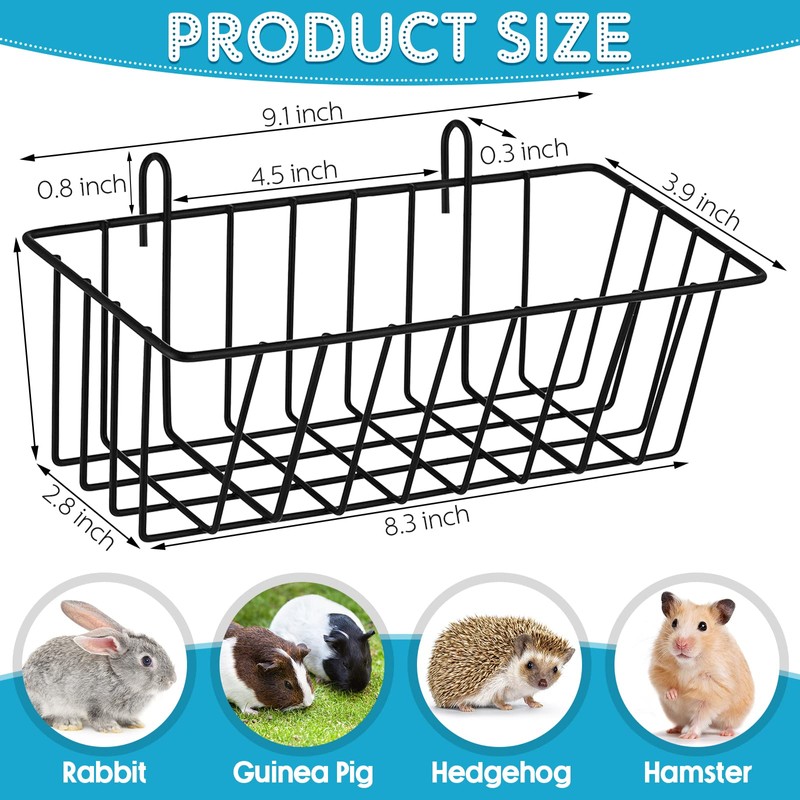 Therwen 4 Pcs Rabbit Hay Feeder Heavy Duty Metal Frame