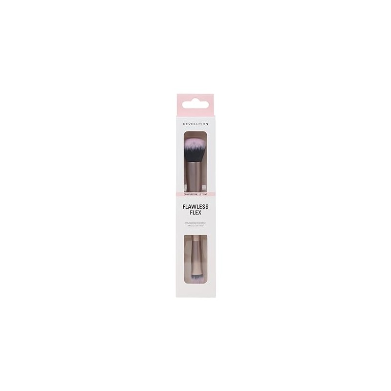 Revolution Flawless Flex Duo Brush, Dual-Ended Makeup Brush, Synthetic Bristles,