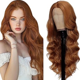 Weeybay Real Hair Wig Long Women's 30 Inch Body Wave Human Hair Wig 100% Brazilian Real Hair Wigs with Baby Hair 4 x 1 Lace Closure Wig Beginner Friendly Colour Brown 32 Inches