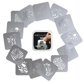 Gobos Set for DF DIGITALFOTO Optical Snoot Bowens Projector, 14 Pieces Stainless Steel GOBO Graphics Cards for GOBO Projector Bowens