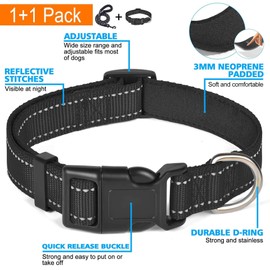 MENGTEQI Reflektierendes Hundehalsband, verstellbare Größe, atmungsaktives und verschleißfestes Material, geeignet für kleine, mittelgroße und große Hunde. (Blau, S)