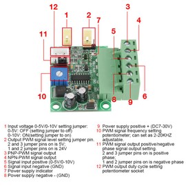 0-5V / 0-10V Converter Module, Electronic Components Module Analog Input Voltage to 0-100% PWM Signal 2KHZ-20KHZ