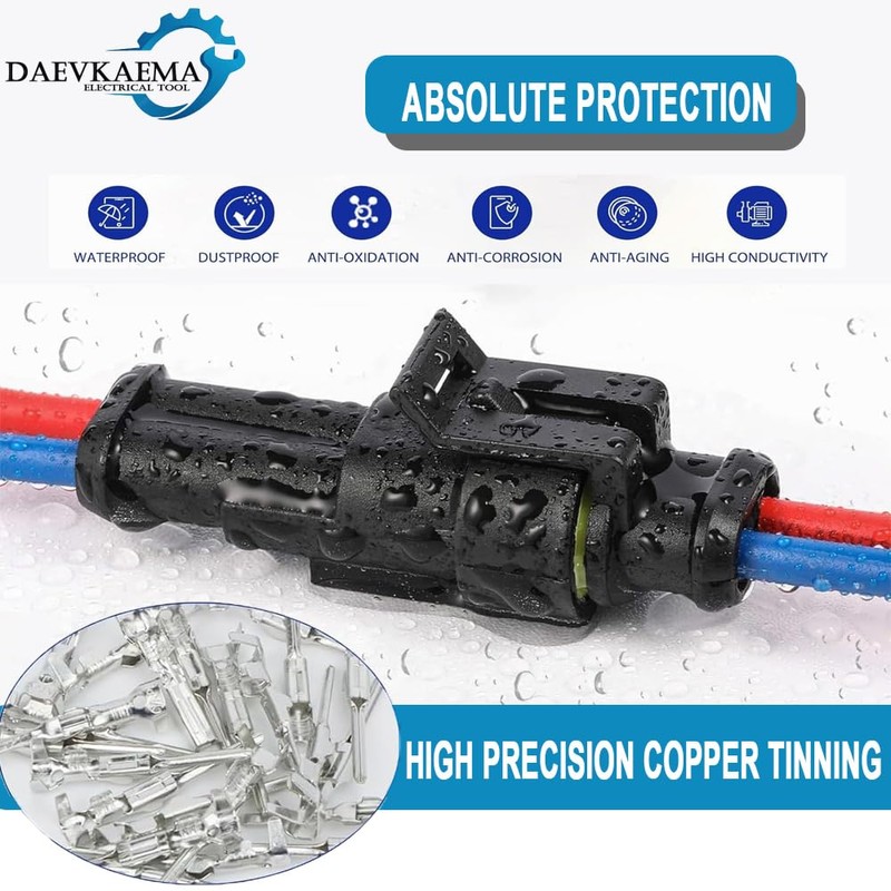 Daevkaema 352Pcs Waterproof Electrical Connector Terminals Automotive Electrical Wire Connectors