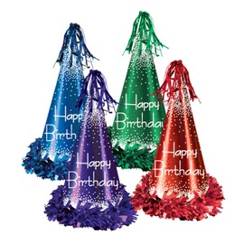 Beistle Fringed Foil Happy Birthday Party Hats