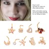 9pcs Nose Studs Set Golden Stainless Steel L Shape Shiny