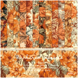 ZAKHSE Floral Cardstock Paper, 6"x 6" Scrapbook Paper Pad for Cardmaking, 24 Sheets Single-sided Flower Pattern Paper, Decorative Craft Design Paper DIY Photo Album Background Journal Supplies-Orange