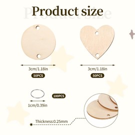 Trsnzul Calendar Sign Plaque 100 Pieces, Wooden Birthday Calendar DIY Wooden Calendar with Round Wooden Discs and Heart-Shaped Wooden Discs for DIY Crafts Wedding Decoration Gift Tags