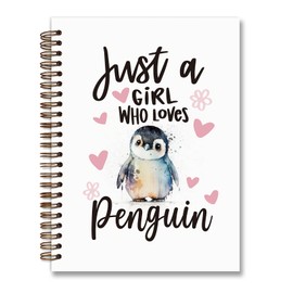 foedor Penguin Gifts Spiral Notebook,Just a Girl Who Loves Penguin,Cute Notebooks for Women Teen Girls Penguin Lovers,College Ruled Hardcover Journal for Work Note Taking Office Supplies