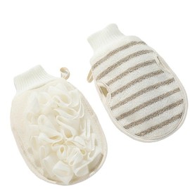 OHYER 2 Stück Handschuh Peeling peeling schwamm peeling körper waschhandschuh körper Body Scrub duschhandschuh badezubehör Rückenschrubber Peelinghandschuh Körper duschschwamm Zweiseitig