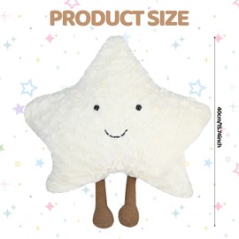 Sayudar Star Pillow - 40CM Decorative Star Cushion, Soft Velvet Decorative lumbar support pillow, Soft and Comfortable, Suitable for Use Anywhere (White)