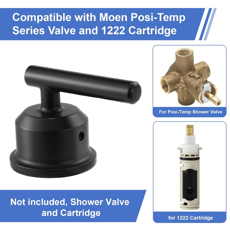 Matte Black Shower Handle Replacement, Compatible with Moen T2901BL Gibson