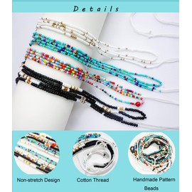 50 Inch Waist Beads for Women African Waist Beads Plus Size Layered Colorful Belly Beads Body Jewelry Non-Stretching Belly Chains（4PCSTurquoise)