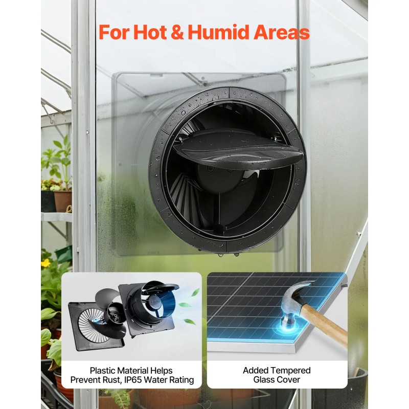 25W Solar Powered Fan with 220 CFM Airflow Adjustable Panel