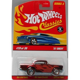 Hot Wheels Classics Series 3 -#20 '57 Chevy Red 5-Spoke Redlines Collectible Collector Car Mattel Hot Wheels 1:64 Scale
