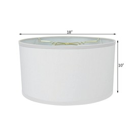 18x18x10 White Linen Shallow Drum Premiere Lampshade with Brass Spider fitter By Home Concept - Perfect for table and Floor lamps - Extra Large, White