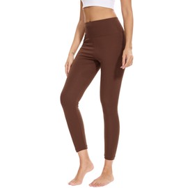 GYS Women's High-Waisted Fitted Leggings - Ultra Soft Stretchy Basic Legging - Viscose Made from Bamboo, Coffee, Medium