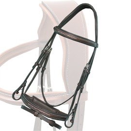 Exion Horse Snaffle Jumping Bridle | Anatomic Soft Lined Crownpiece Designer Stitched Browband & Flash Noseband Horse Bridle with Grippy Rubber Reins | English Bridle for Horses