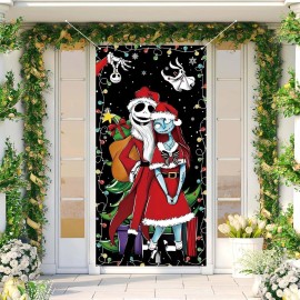 Jiudungs Jack Skeleton and Sally Door Cover Nightmare Before Christmas Front Porch Doo...