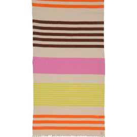 FRAAS Cotton stole with colour blocking stripes, 50 x 180 cm, perfect for spring and summer, Lime green (sunny lime)