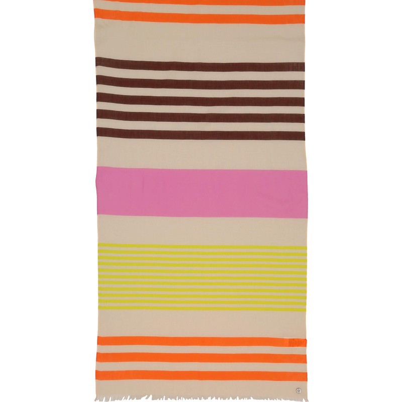 FRAAS Cotton stole with colour blocking stripes, 50 x 180