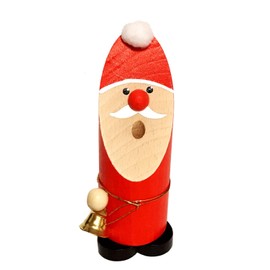 Hess Wooden Toy 40015 Smoker Made of Wood, Santa Claus with Bell, Approx. 13 cm, Decoration for Advent and Christmas Season from the Ore Mountains