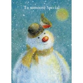 Museums & Galleries Artistic Christmas Card - 'To Someone Special' - Happy Snowman and Robin - Festive Wishes Range