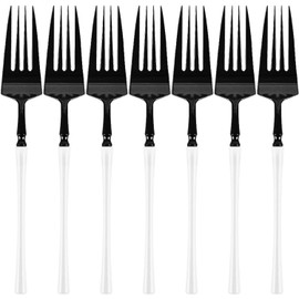 Bluesky Trading Infinity Flatware Black & White Plastic Dinner Forks - Pack of 20 - Stylish Design, Perfect for Weddings, Birthday Parties, Special Events, Everyday Use, & More
