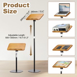 YOKIVE Book Stand for Reading, 19.7"-51.2" Height Adjustable Floor Book Stand with Page Clip 360° Rotating Arm for Cookbook Laptop Sheet Music, Black