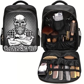 Barber Travel Bag Backpack BAEBERPLAN Large Organizer for Barbers Clippers and Supplies Portable Hairstylist Clipper Hairdresser Bag Backpack (Black - Red)