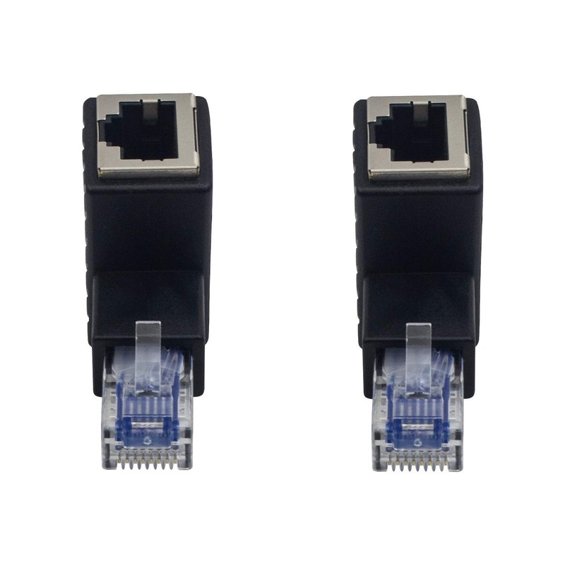 Duttek Adaptador Ethernet de 90 grados, adaptador extensor Ethernet RJ45