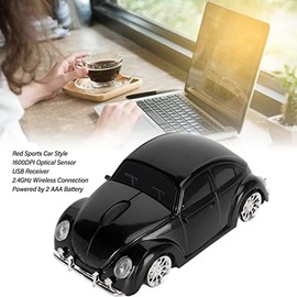 Jectse Ratón de Coche, 1600 dpi 2,4 GHz, Ratón Inalámbrico para Juegos, Ratón Deportivo con Forma de Coche con Receptor USB, Modo de Suspensión