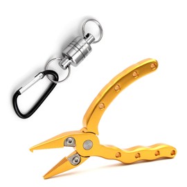 CRAZY SHARK Mini Fly Fishing Pliers Aluminum Magnetic net Release 4.5in (Gold)