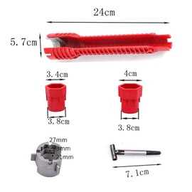 Changyeah 8-in-1Multifunctional Sink Wrench Double Faucet Socket Tool, Faucet Wrench, Sink Mounting Wrench,Plumbing Socket Wrench Used for Kitchen Plumbing, Toilet Bowl, Bathroom, Pipelines, Sink(red)
