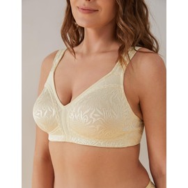 Deyllo Women's Minimizer Bra Wireless Plus Size Bra Full Coverage Comfort Everyday Bra Non Padded Beige